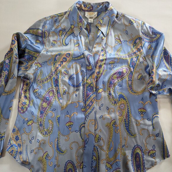 Talbots  Concealed Button Down  Blouse Paisley  Stretchy -   NWOT - Picture 1 of 7